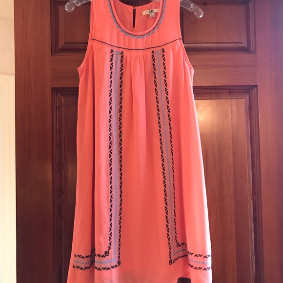 Coral Embroidered Dress - Picture 2 of 8
